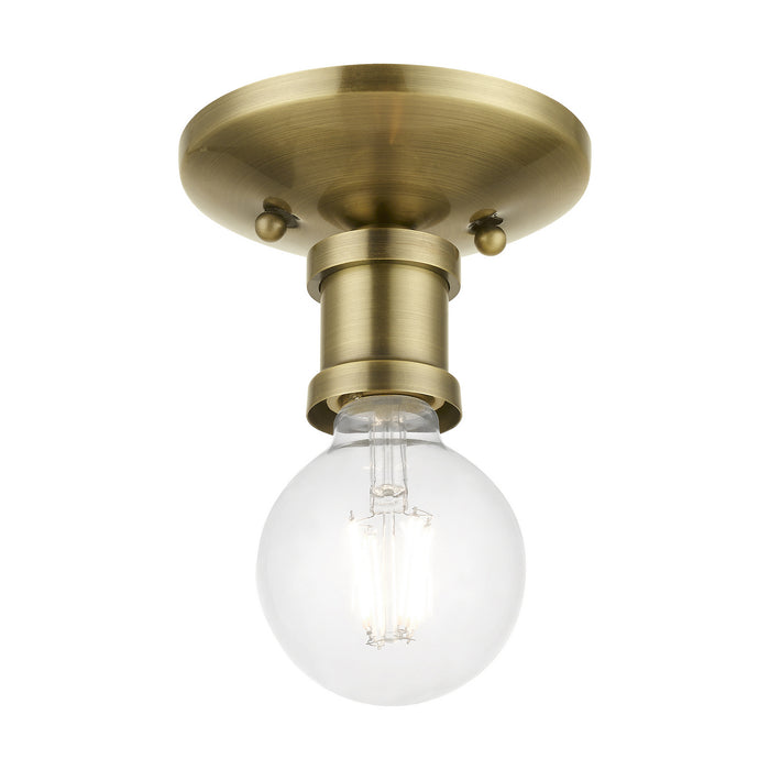 Livex Lighting 47160-01 One Light Flush Mount, Antique Brass