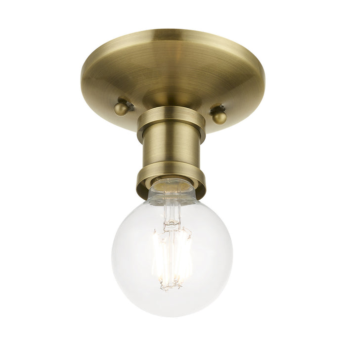 Livex Lighting 47160-01 One Light Flush Mount, Antique Brass