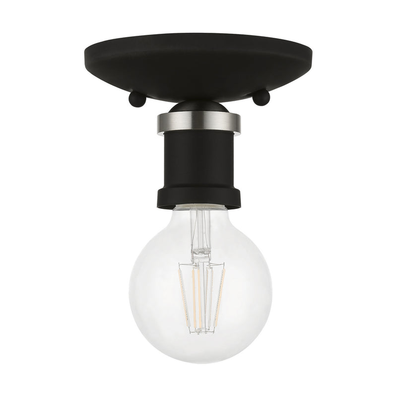 Livex Lighting 47160-04 One Light Flush Mount, Black w/Brushed Nickel