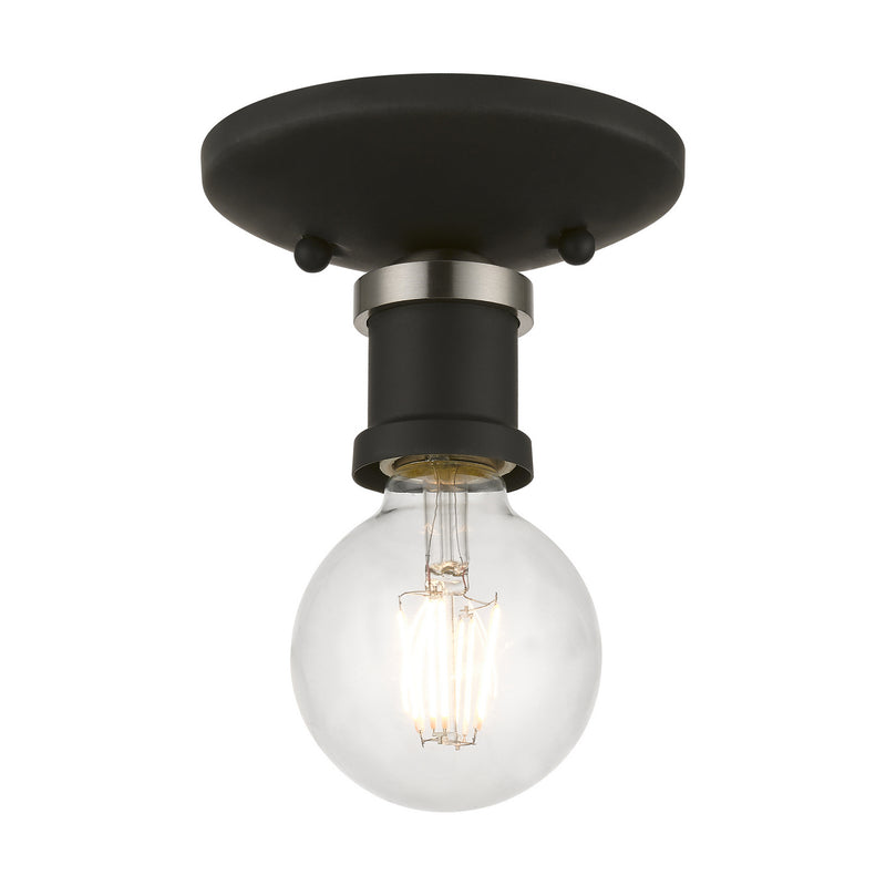 Livex Lighting 47160-04 One Light Flush Mount, Black w/Brushed Nickel