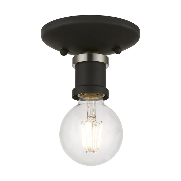 Livex Lighting 47160-04 One Light Flush Mount, Black w/Brushed Nickel