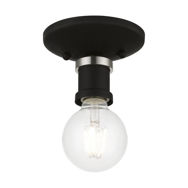 Livex Lighting 47160-04 One Light Flush Mount, Black w/Brushed Nickel