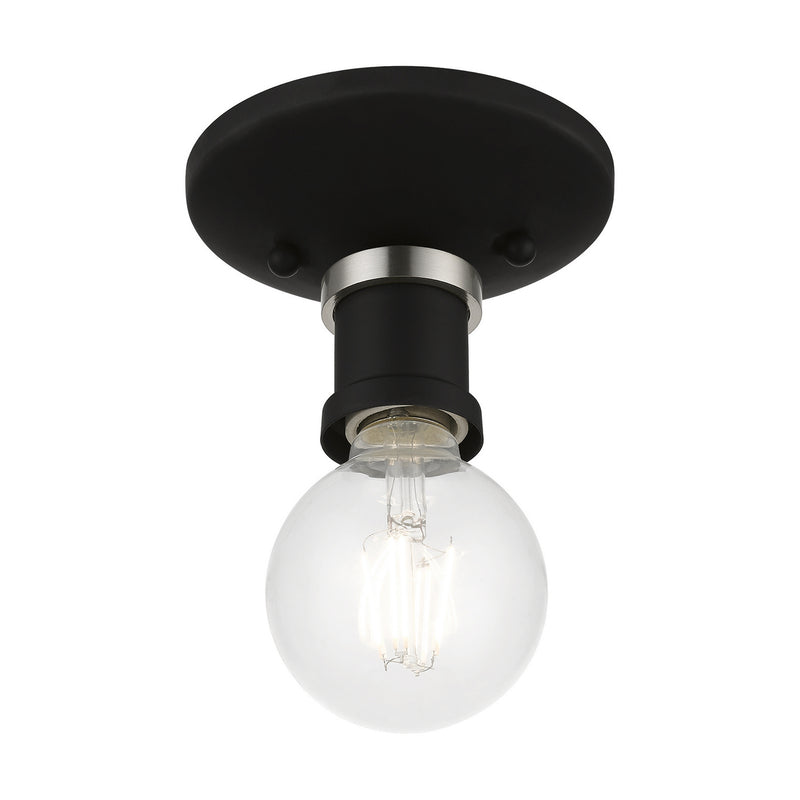 Livex Lighting 47160-04 One Light Flush Mount, Black w/Brushed Nickel