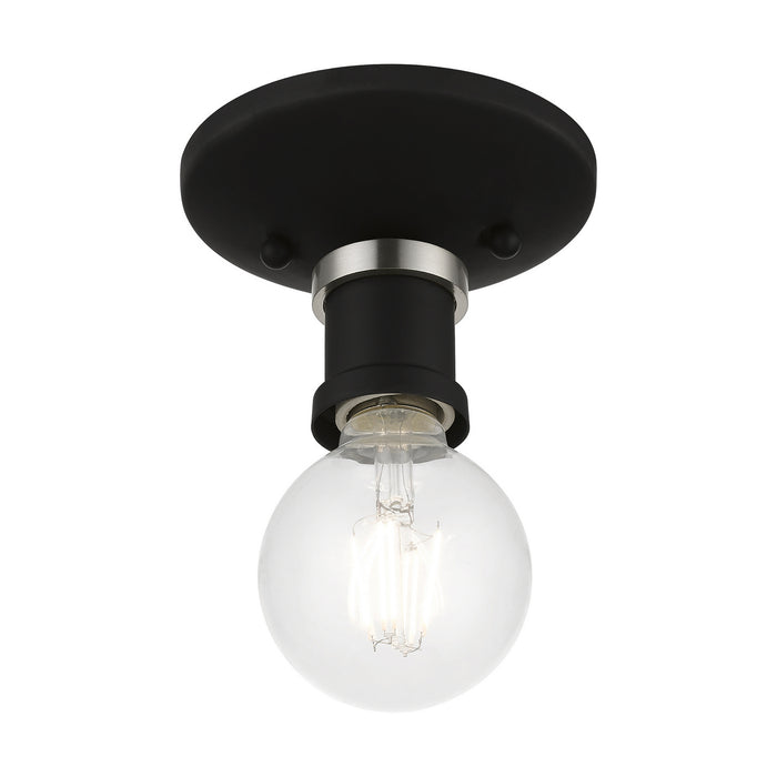 Livex Lighting 47160-04 One Light Flush Mount, Black w/Brushed Nickel