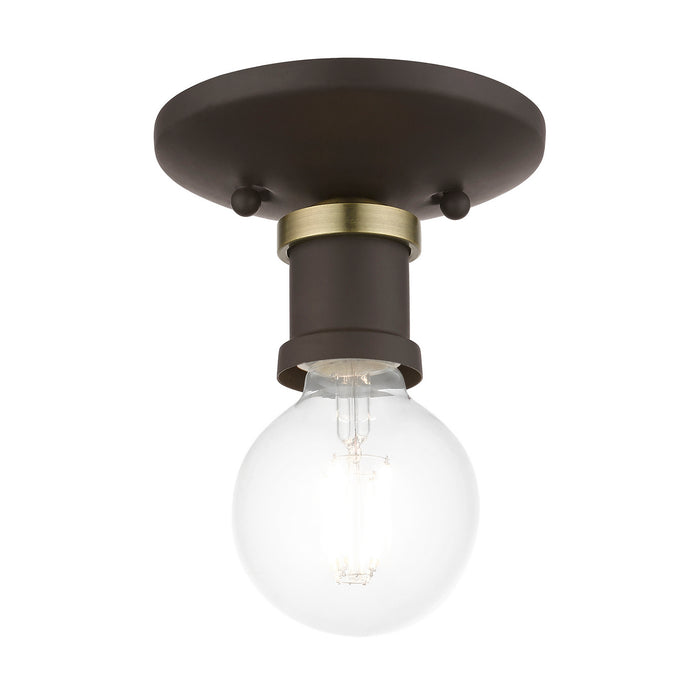 Livex Lighting 47160-07 One Light Flush Mount, Bronze w/Antique Brass
