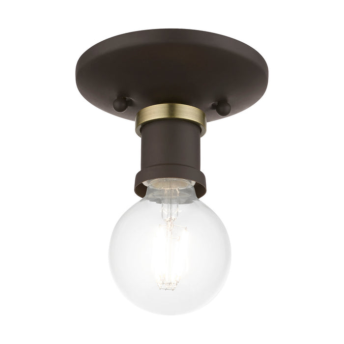 Livex Lighting 47160-07 One Light Flush Mount, Bronze w/Antique Brass