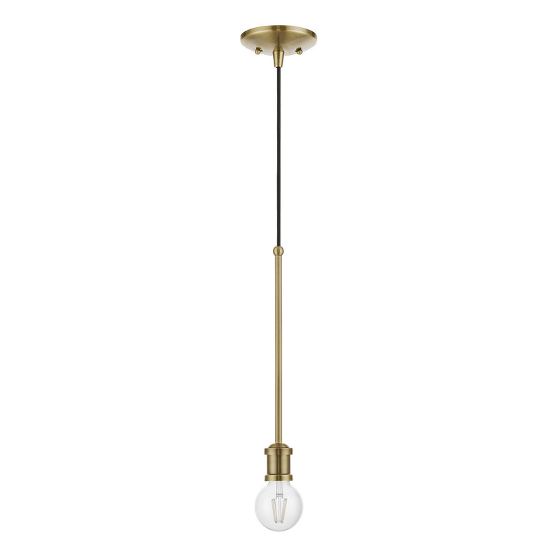 Livex Lighting 47161-01 One Light Pendant, Antique Brass