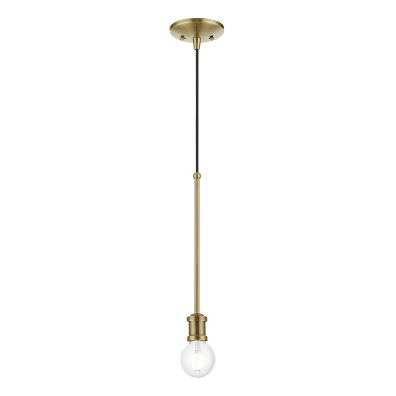 Livex Lighting 47161-01 One Light Pendant, Antique Brass