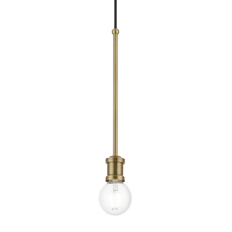 Livex Lighting 47161-01 One Light Pendant, Antique Brass