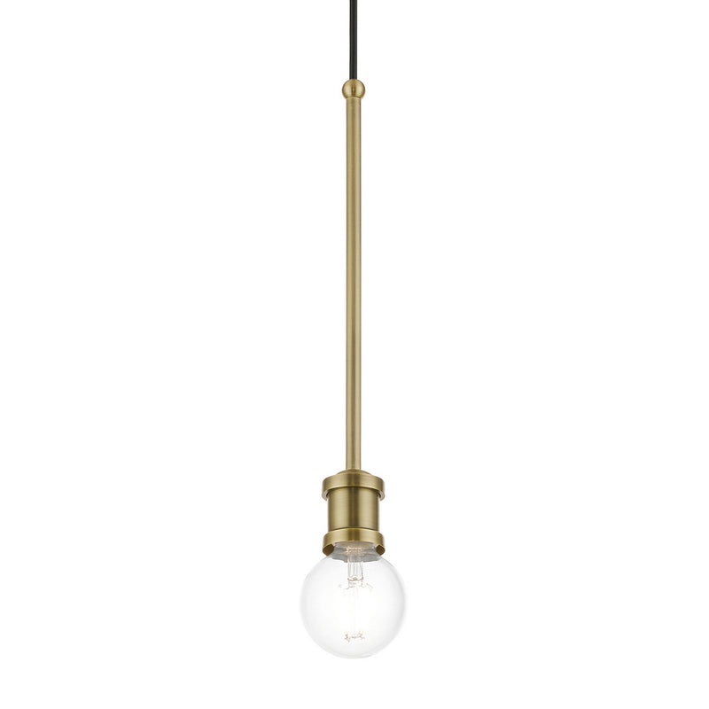 Livex Lighting 47161-01 One Light Pendant, Antique Brass