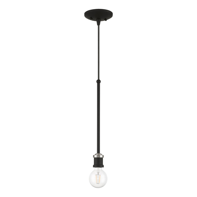 Livex Lighting 47161-04 One Light Pendant, Black w/Brushed Nickel