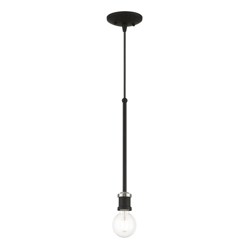 Livex Lighting 47161-04 One Light Pendant, Black w/Brushed Nickel