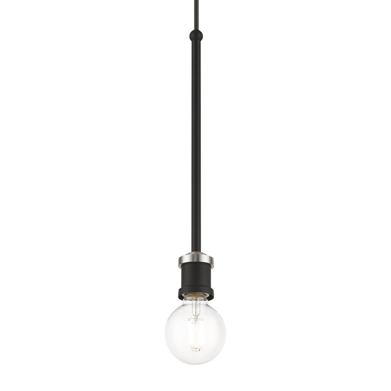 Livex Lighting 47161-04 One Light Pendant, Black w/Brushed Nickel