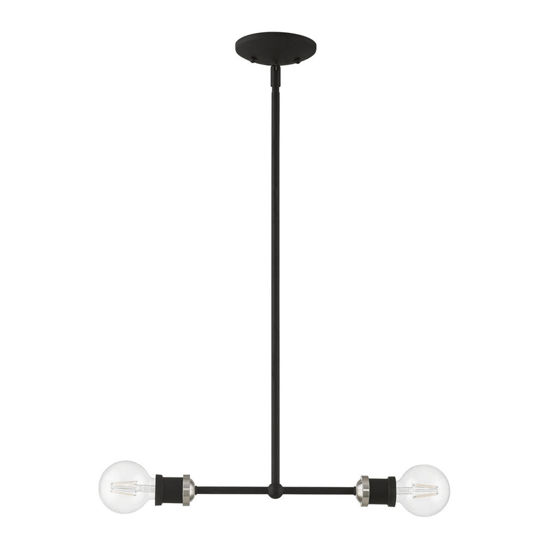 Livex Lighting 47162-04 Two Light Linear Chandelier, Black w/Brushed Nickel