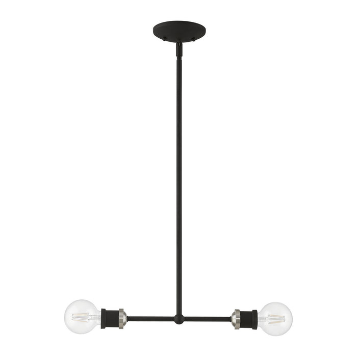 Livex Lighting 47162-04 Two Light Linear Chandelier, Black w/Brushed Nickel