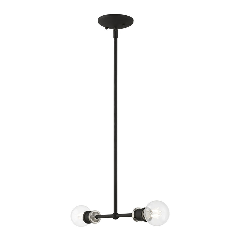 Livex Lighting 47162-04 Two Light Linear Chandelier, Black w/Brushed Nickel
