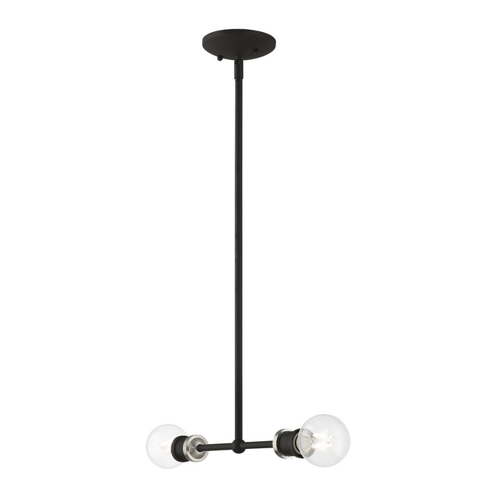 Livex Lighting 47162-04 Two Light Linear Chandelier, Black w/Brushed Nickel