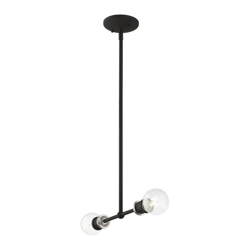 Livex Lighting 47162-04 Two Light Linear Chandelier, Black w/Brushed Nickel