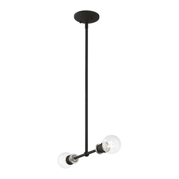 Livex Lighting 47162-04 Two Light Linear Chandelier, Black w/Brushed Nickel
