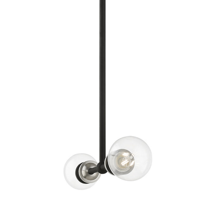 Livex Lighting 47162-04 Two Light Linear Chandelier, Black w/Brushed Nickel