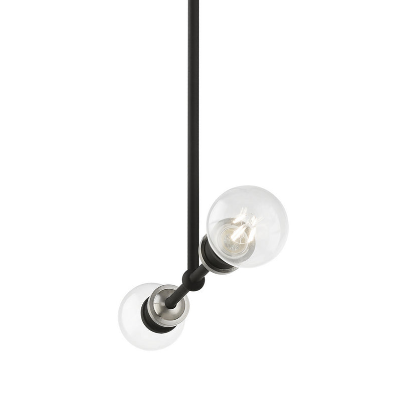 Livex Lighting 47162-04 Two Light Linear Chandelier, Black w/Brushed Nickel