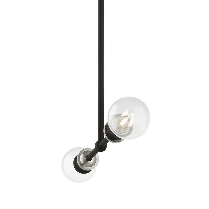 Livex Lighting 47162-04 Two Light Linear Chandelier, Black w/Brushed Nickel
