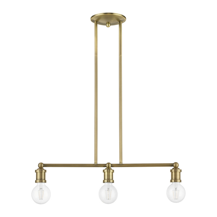 Livex Lighting 47163-01 Three Light Linear Chandelier, Antique Brass
