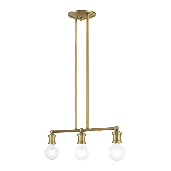Livex Lighting 47163-01 Three Light Linear Chandelier, Antique Brass