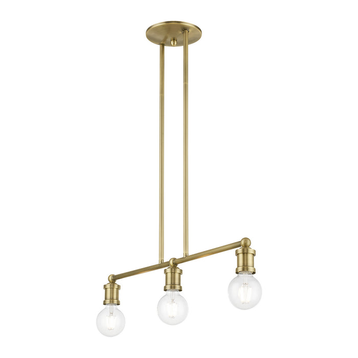 Livex Lighting 47163-01 Three Light Linear Chandelier, Antique Brass