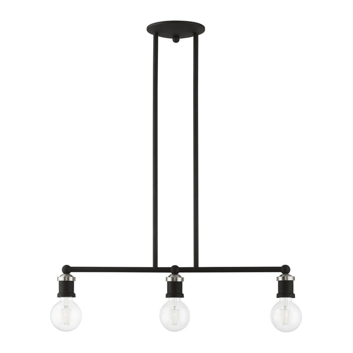 Livex Lighting 47163-04 Three Light Linear Chandelier, Black w/Brushed Nickel