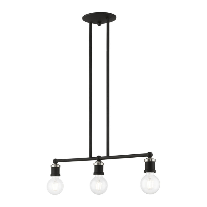 Livex Lighting 47163-04 Three Light Linear Chandelier, Black w/Brushed Nickel