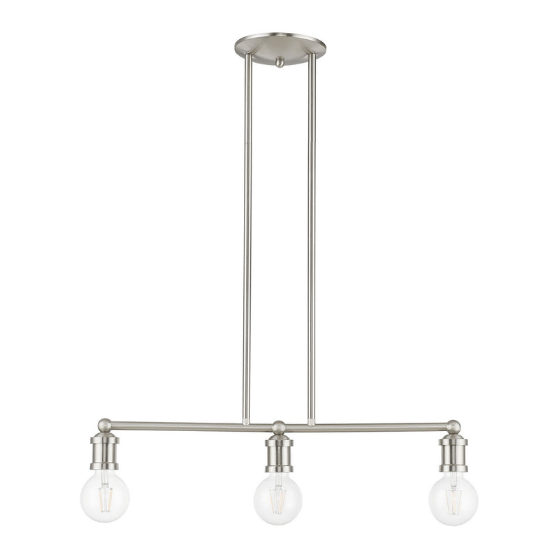 Livex Lighting 47163-91 Three Light Linear Chandelier, Brushed Nickel
