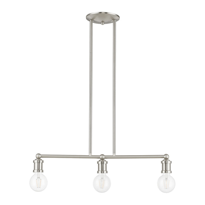 Livex Lighting 47163-91 Three Light Linear Chandelier, Brushed Nickel