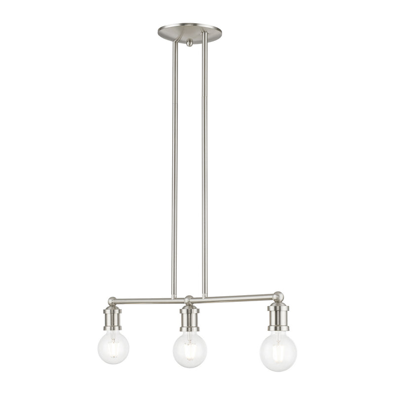 Livex Lighting 47163-91 Three Light Linear Chandelier, Brushed Nickel