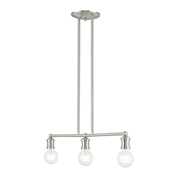 Livex Lighting 47163-91 Three Light Linear Chandelier, Brushed Nickel