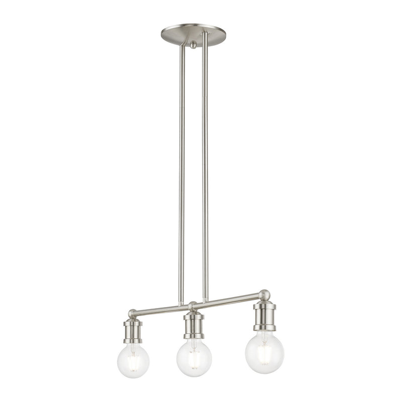 Livex Lighting 47163-91 Three Light Linear Chandelier, Brushed Nickel