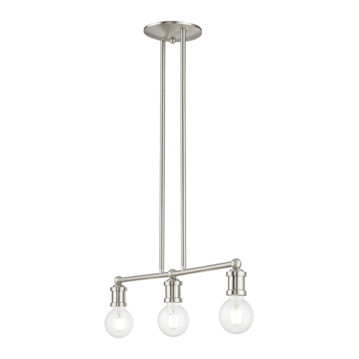 Livex Lighting 47163-91 Three Light Linear Chandelier, Brushed Nickel
