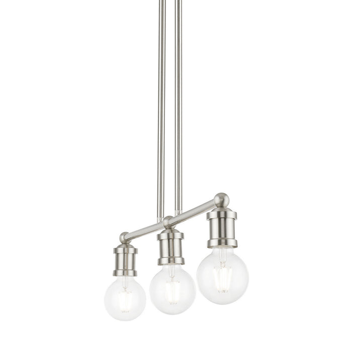 Livex Lighting 47163-91 Three Light Linear Chandelier, Brushed Nickel