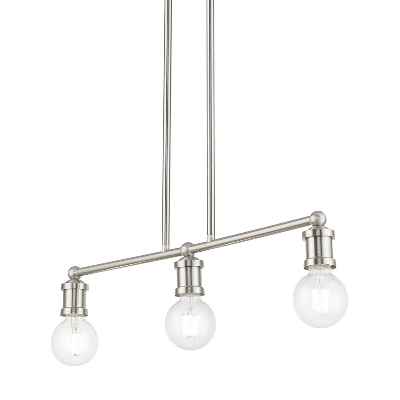 Livex Lighting 47163-91 Three Light Linear Chandelier, Brushed Nickel