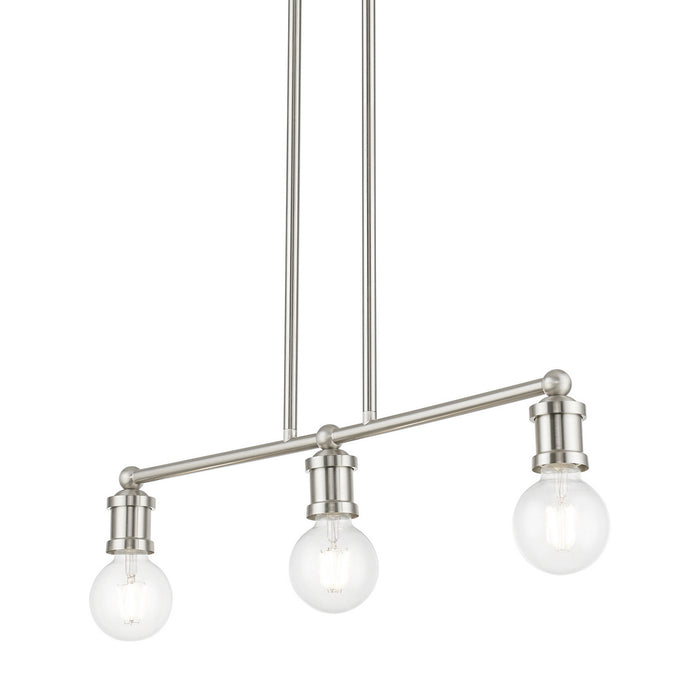 Livex Lighting 47163-91 Three Light Linear Chandelier, Brushed Nickel