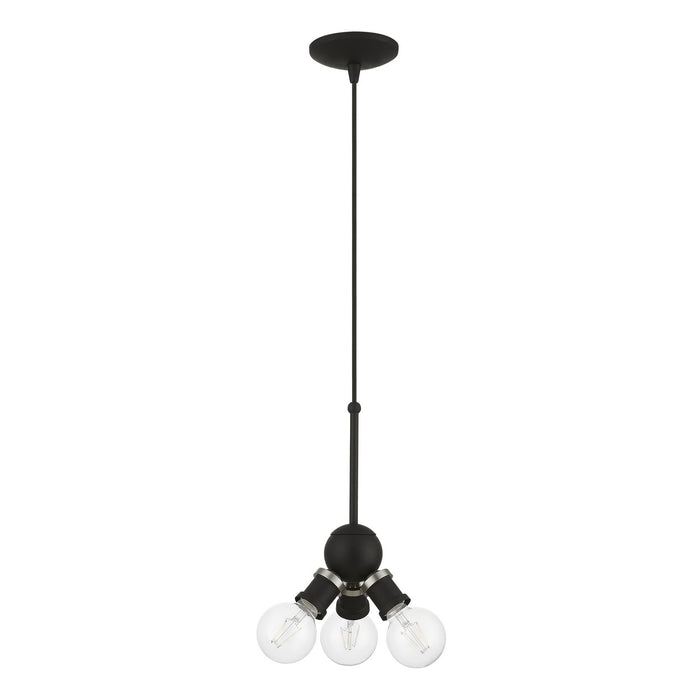 Livex Lighting 47164-04 Three Light Pendant, Black w/Brushed Nickel