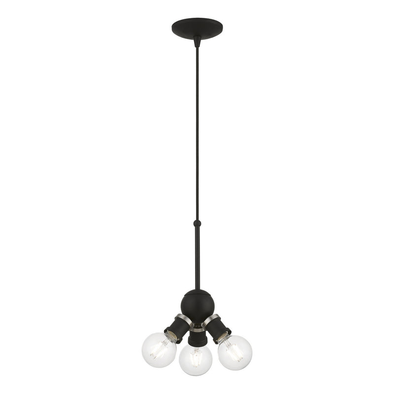 Livex Lighting 47164-04 Three Light Pendant, Black w/Brushed Nickel