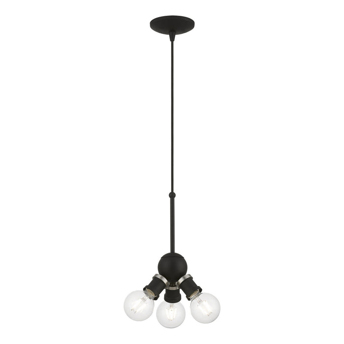 Livex Lighting 47164-04 Three Light Pendant, Black w/Brushed Nickel