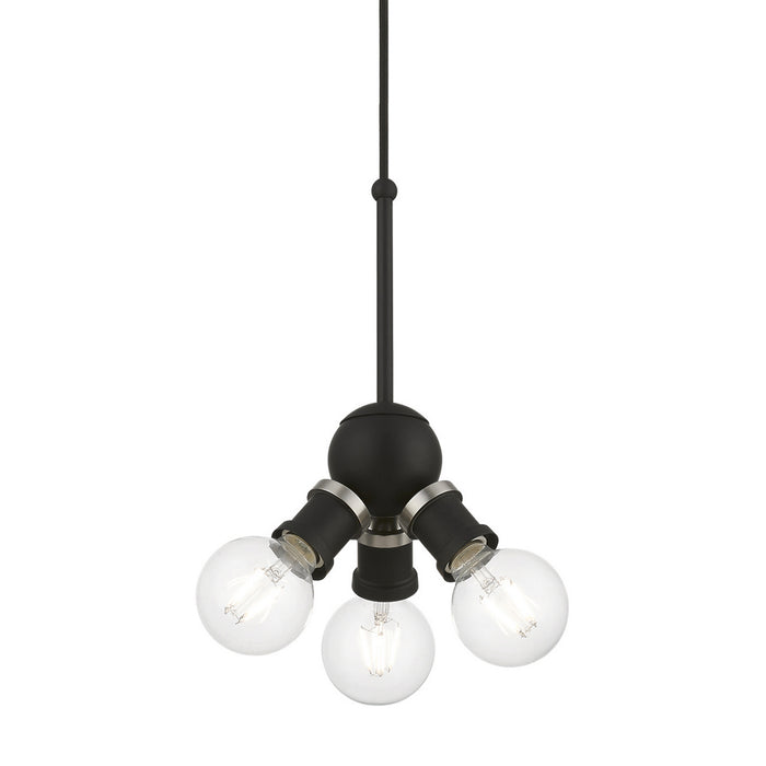 Livex Lighting 47164-04 Three Light Pendant, Black w/Brushed Nickel