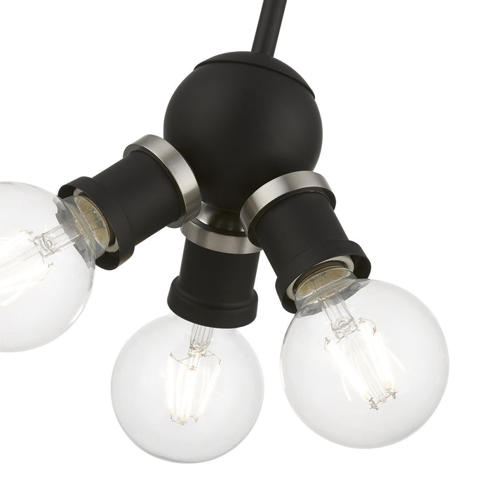 Livex Lighting 47164-04 Three Light Pendant, Black w/Brushed Nickel