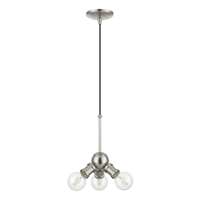 Livex Lighting 47164-91 Three Light Pendant, Brushed Nickel