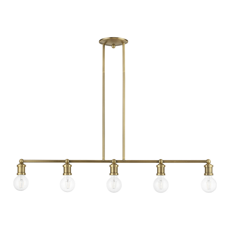 Livex Lighting 47165-01 Five Light Linear Chandelier, Antique Brass