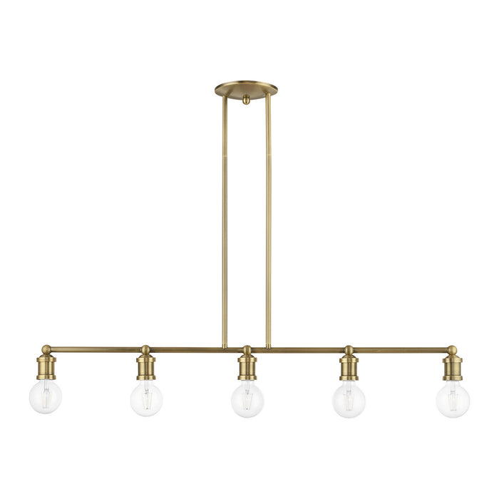 Livex Lighting 47165-01 Five Light Linear Chandelier, Antique Brass