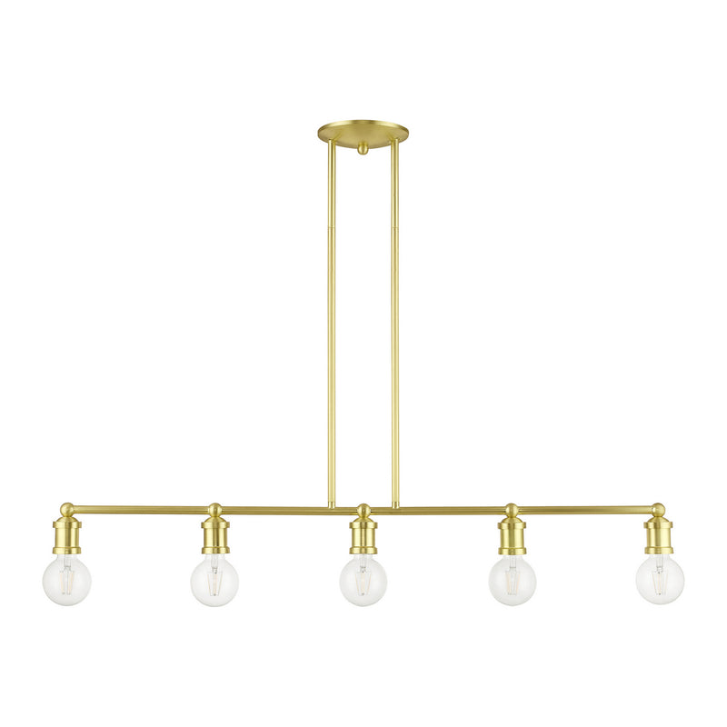 Livex Lighting 47165-12 Five Light Linear Chandelier, Satin Brass