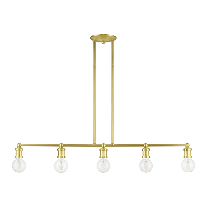 Livex Lighting 47165-12 Five Light Linear Chandelier, Satin Brass